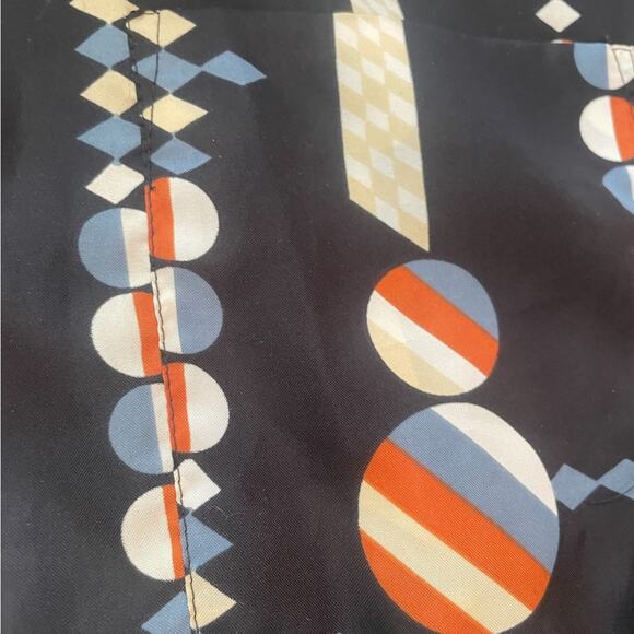 Quintessa 70s Shirt Mens Medium Casual Geometric Long Sleeves Button Down Black - Picture 4 of 11